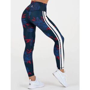 Ryderwear Stride High Waist Floral Leggings Size Small Side Stripe High Rise